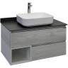 Тумба с раковиной Comforty Прага 90 00-00014424 подвесная Дуб белый Белая глянцевая Графит, купить, цена, заказать, магазин, доставка, скидка, промокод, купить, цена, заказать, магазин, доставка, скидка, промокод