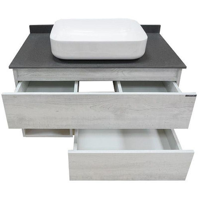 Тумба с раковиной Comforty Прага 90 00-00014424 подвесная Дуб белый Белая глянцевая Графит, купить, цена, заказать, магазин, доставка, скидка, промокод, купить, цена, заказать, магазин, доставка, скидка, промокод