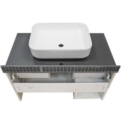 Тумба с раковиной Comforty Прага 90 00-00014424 подвесная Дуб белый Белая глянцевая Графит