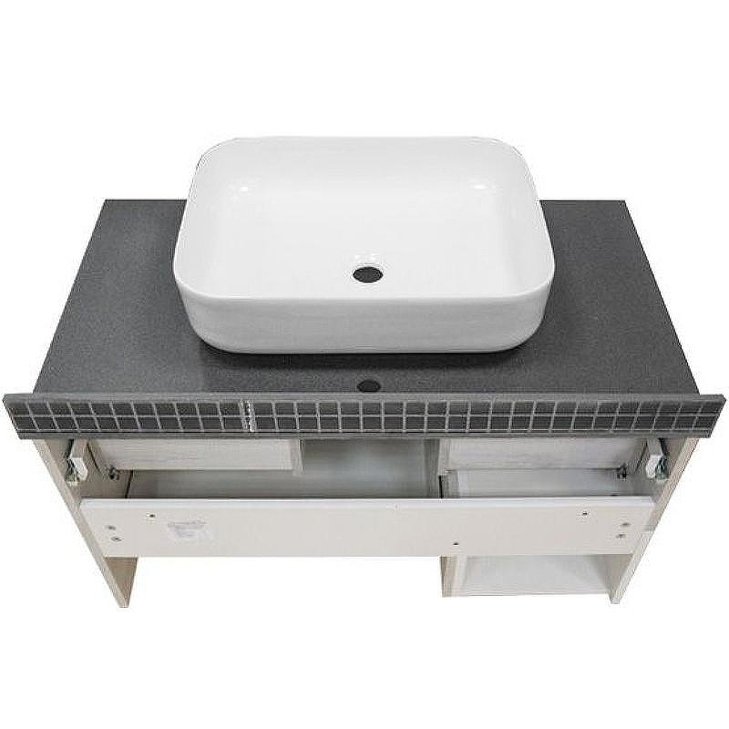 Тумба с раковиной Comforty Прага 90 00-00014424 подвесная Дуб белый Белая глянцевая Графит, купить, цена, заказать, магазин, доставка, скидка, промокод, купить, цена, заказать, магазин, доставка, скидка, промокод