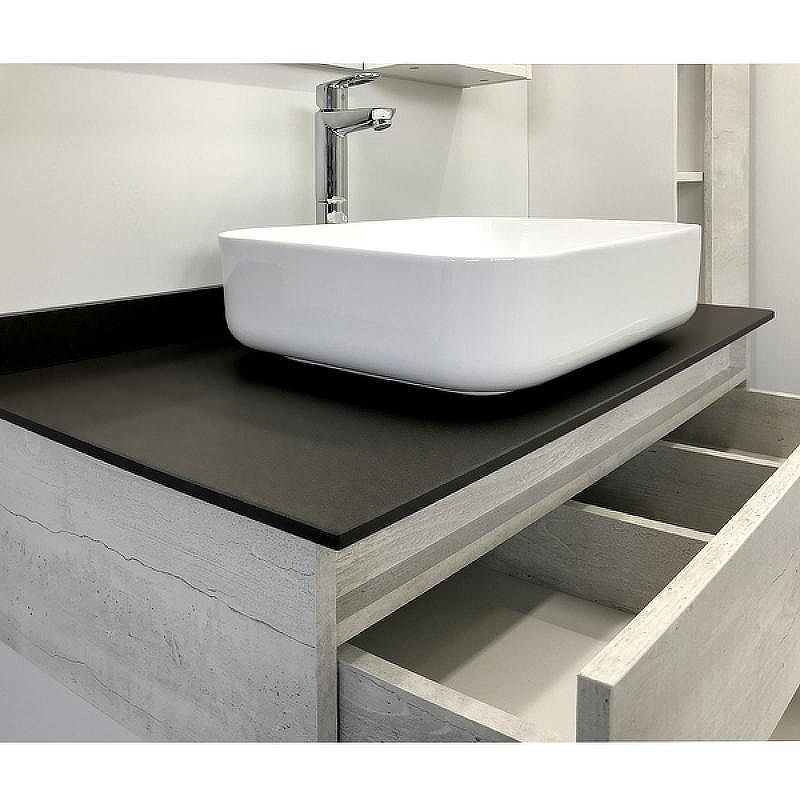 Тумба с раковиной Comforty Прага 90 00-00014424 подвесная Дуб белый Белая глянцевая Графит, купить, цена, заказать, магазин, доставка, скидка, промокод, купить, цена, заказать, магазин, доставка, скидка, промокод