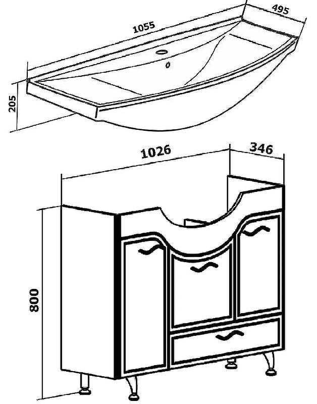 Тумба под раковину Runo Севилья 105 00000000598 Белая, купить, цена, заказать, магазин, доставка, скидка, промокод, купить, цена, заказать, магазин, доставка, скидка, промокод