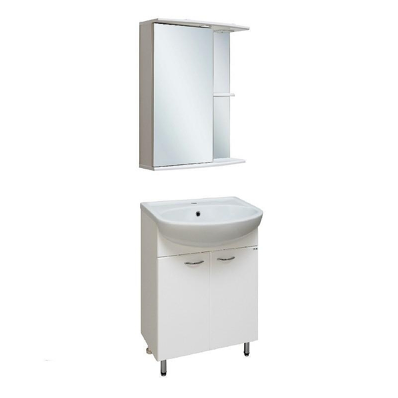 Зеркальный шкаф Runo Николь 55 L 00000000037 с подсветкой Белый, купить, цена, заказать, магазин, доставка, скидка, промокод, купить, цена, заказать, магазин, доставка, скидка, промокод