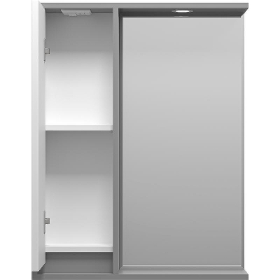 Зеркало со шкафом Brevita Balaton 65 L BAL-04065-01-01Л с подсветкой Белое матовое Серое матовое
