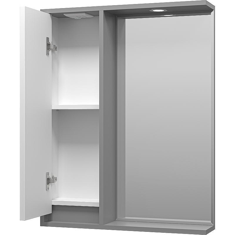 Зеркало со шкафом Brevita Balaton 65 L BAL-04065-01-01Л с подсветкой Белое матовое Серое матовое, купить, цена, заказать, магазин, доставка, скидка, промокод, купить, цена, заказать, магазин, доставка, скидка, промокод