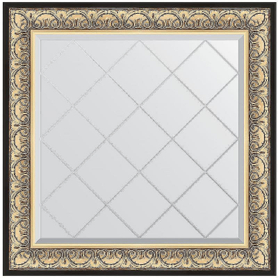Зеркало Evoform Exclusive-G 90х90 BY 4337 с гравировкой в багетной раме - Барокко золото 106