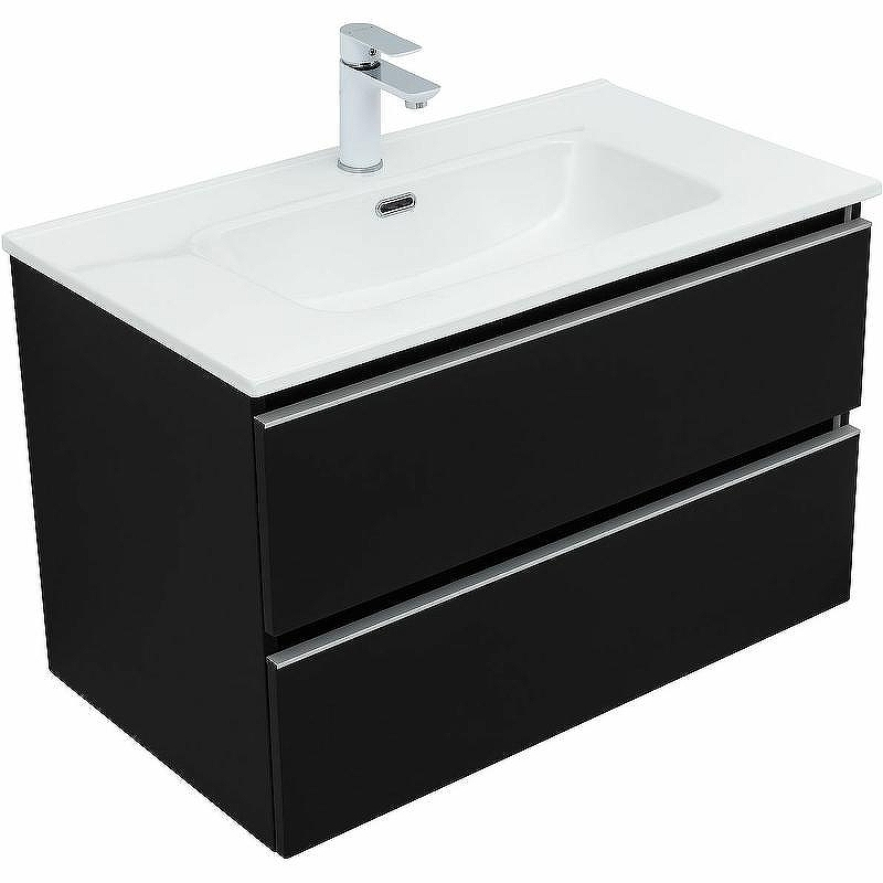 Тумба под раковину Aquanet Вега 80 329597 подвесная Черная матовая, купить, цена, заказать, магазин, доставка, скидка, промокод, купить, цена, заказать, магазин, доставка, скидка, промокод