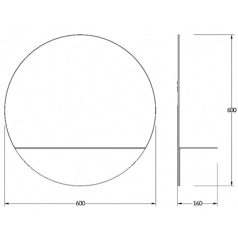 Зеркало Evoform Shadow d60 BY 0561 с металлической полочкой - Черный цвет, купить, цена, заказать, магазин, доставка, скидка, промокод, купить, цена, заказать, магазин, доставка, скидка, промокод