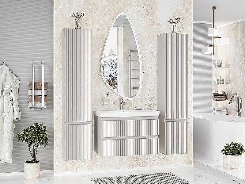 Тумба с раковиной Brevita Victory 80 УТ000024153 подвесная Серый кашемир, купить, цена, заказать, магазин, доставка, скидка, промокод, купить, цена, заказать, магазин, доставка, скидка, промокод