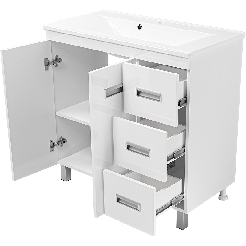 Тумба с раковиной Misty Селена 90 СО000005738 Белая глянцевая, купить, цена, заказать, магазин, доставка, скидка, промокод, купить, цена, заказать, магазин, доставка, скидка, промокод