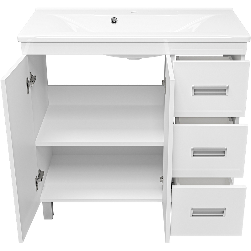 Тумба с раковиной Misty Селена 90 СО000005738 Белая глянцевая, купить, цена, заказать, магазин, доставка, скидка, промокод, купить, цена, заказать, магазин, доставка, скидка, промокод