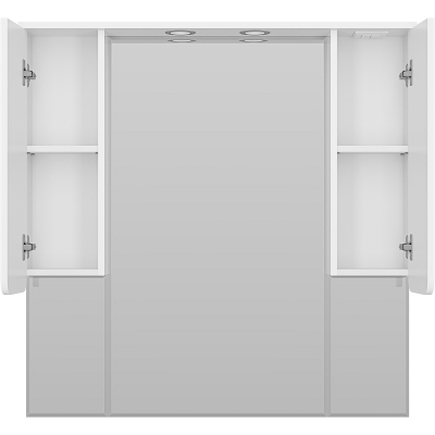 Зеркало со шкафом Misty Чегет 105 П-Чег-02105-01Л с подсветкой Белое глянцевое