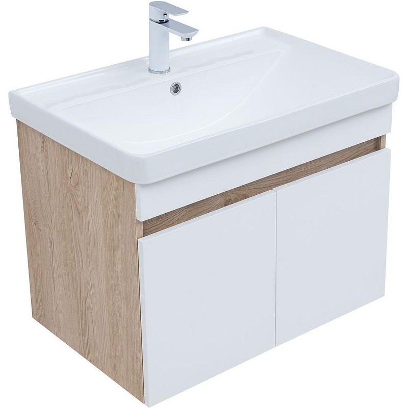 Тумба под раковину Aquanet Оптима 70 344800 подвесная Дуб светлый Белый сатин, купить, цена, заказать, магазин, доставка, скидка, промокод, купить, цена, заказать, магазин, доставка, скидка, промокод