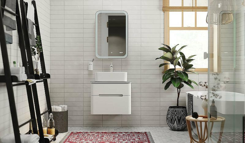 Зеркальный шкаф Jorno Bosko 50 Bos.03.50/W с подсветкой с часами, купить, цена, заказать, магазин, доставка, скидка, промокод, купить, цена, заказать, магазин, доставка, скидка, промокод