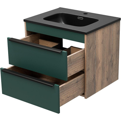 Тумба с раковиной Brevita Greenwood 60 УТ000024348 подвесная Зеленая матовая Дуб Галифакс олово