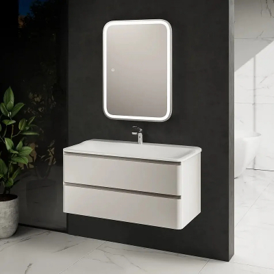 Тумба под раковину AQUAme S4 100 AQM900410WH подвесная цвет Белый глянцевый