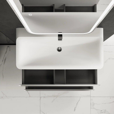 Тумба под раковину AQUAme S4 100 AQM900410WH подвесная цвет Белый глянцевый