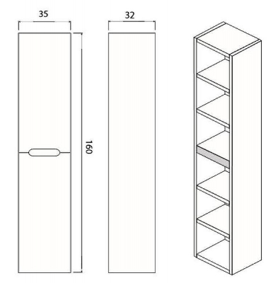 Шкаф пенал Creto Malibu 35 7-1035W подвесной White