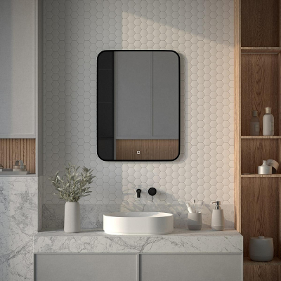 Зеркало Defesto Aura 60х80 DF 2967S с подсветкой 25W-4500K/Сенсорный выключатель/Нейтральный белый свет/Черная рама