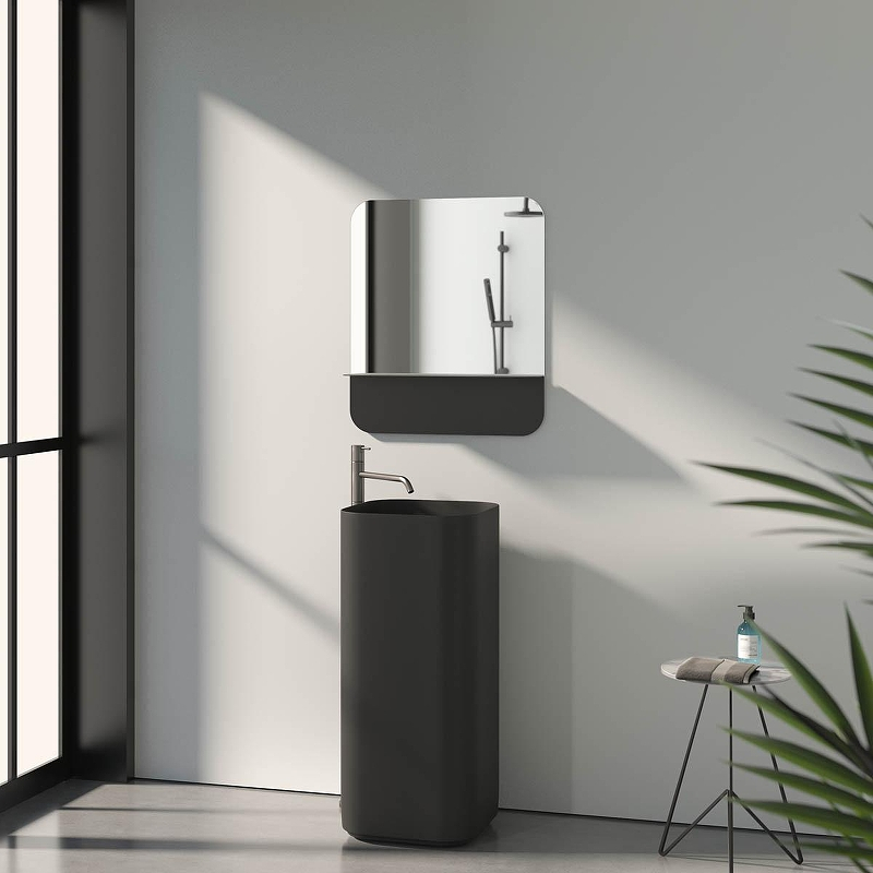 Зеркало Evoform Shadow 60х70 BY 2587 с металлической полочкой - Черный цвет, купить, цена, заказать, магазин, доставка, скидка, промокод, купить, цена, заказать, магазин, доставка, скидка, промокод