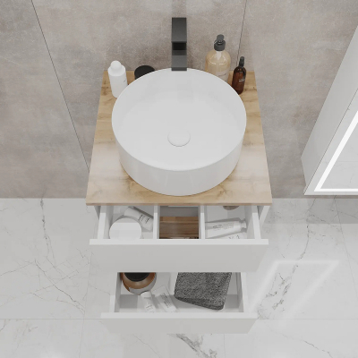 Тумба под раковину 1MarKa Veil 50 Ц0000035551 подвесная цвет Белая аляска Дуб вотан