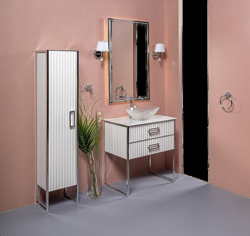 Зеркало Boheme Armadi Art Monaco 70 566-WCR с подсветкой Белый глянец Хром, купить, цена, заказать, магазин, доставка, скидка, промокод, купить, цена, заказать, магазин, доставка, скидка, промокод