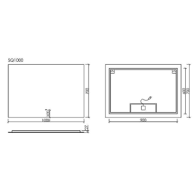 Зеркало Sancos Square 100 SQ1000 с подсветкой с сенсорным выключателем