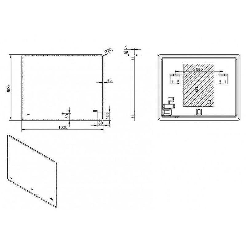 Зеркало Esbano 100 ESMI2073KDS с подсветкой с сенсорным выключателем с подогревом и часами, купить, цена, заказать, магазин, доставка, скидка, промокод, купить, цена, заказать, магазин, доставка, скидка, промокод