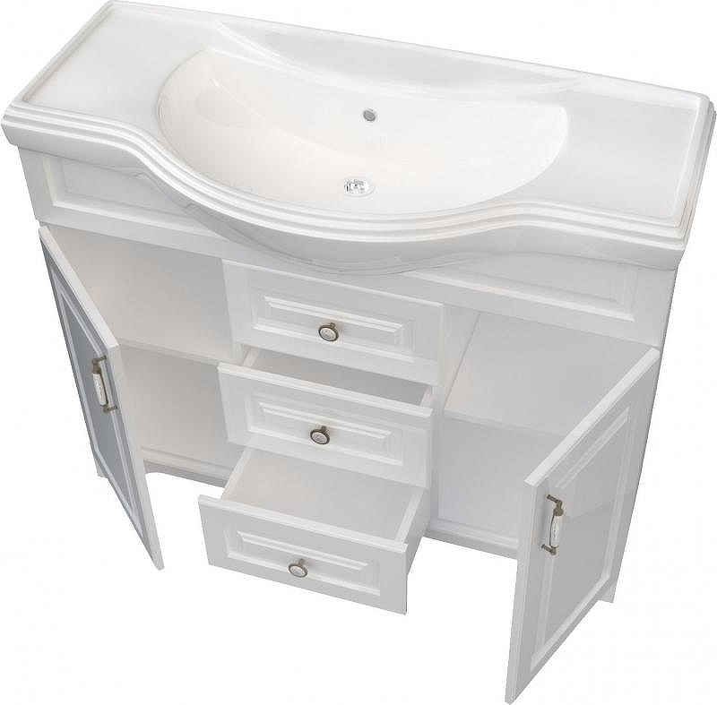 Тумба под раковину 1MarKa Прованс 105Н У94489 Белая глянцевая, купить, цена, заказать, магазин, доставка, скидка, промокод, купить, цена, заказать, магазин, доставка, скидка, промокод