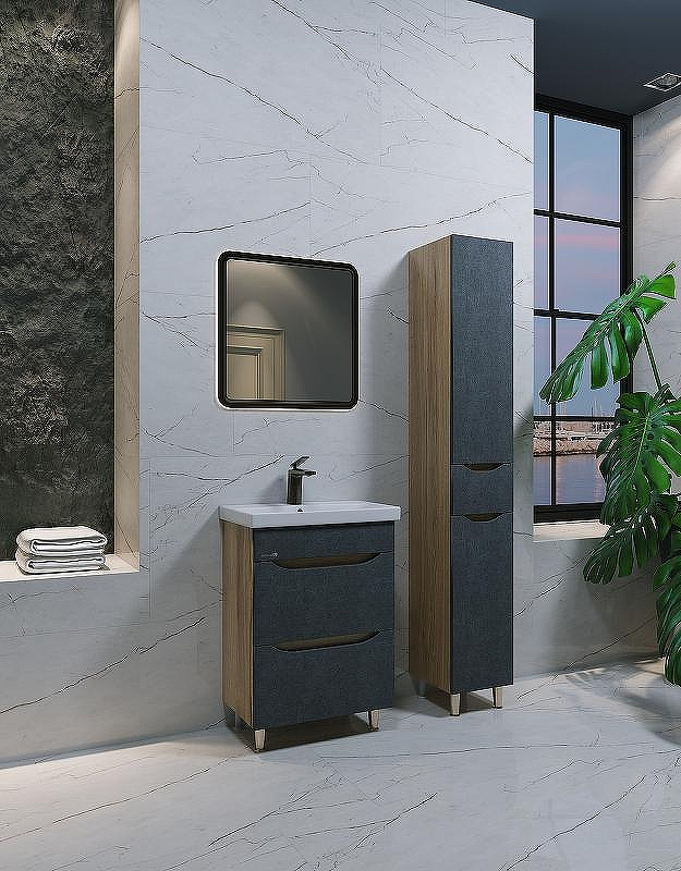 Шкаф пенал Bellezza Слим 30 R 4626502091429 Серый Натуральный дуб, купить, цена, заказать, магазин, доставка, скидка, промокод, купить, цена, заказать, магазин, доставка, скидка, промокод