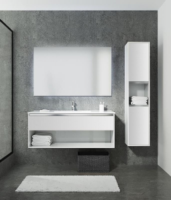 Тумба с раковиной SanVit Контур 100 kkont100 в цвете Ral подвесная Розовый глянец