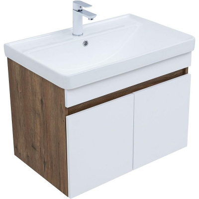 Тумба под раковину Aquanet Оптима 70 344792 подвесная Дуб рустикальный Белый сатин