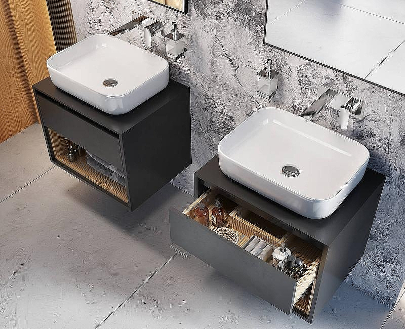 Тумба под раковину Excellent Tuto 60 MLEX.0102.600.GRBL подвесная Серый Дуб, купить, цена, заказать, магазин, доставка, скидка, промокод, купить, цена, заказать, магазин, доставка, скидка, промокод