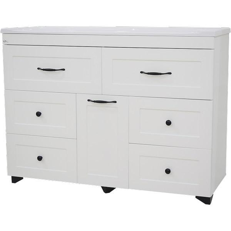 Тумба с раковиной Misty Дуэт 120 УТ000008551 с бельевой корзиной Белая матовая, купить, цена, заказать, магазин, доставка, скидка, промокод, купить, цена, заказать, магазин, доставка, скидка, промокод