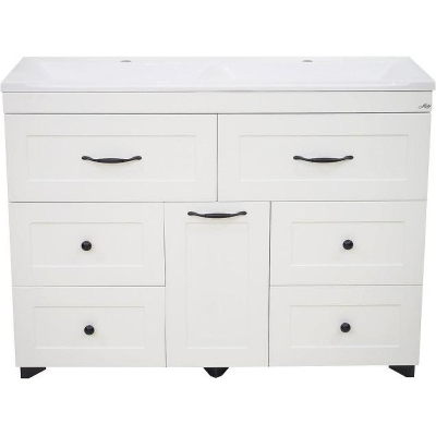 Тумба с раковиной Misty Дуэт 120 УТ000008551 с бельевой корзиной Белая матовая