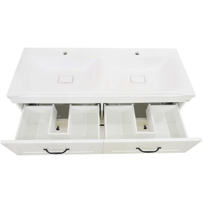 Тумба с раковиной Misty Дуэт 120 УТ000008551 с бельевой корзиной Белая матовая