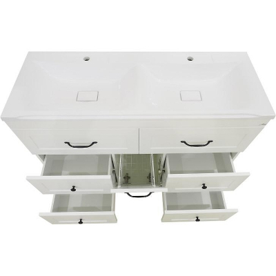 Тумба с раковиной Misty Дуэт 120 УТ000008551 с бельевой корзиной Белая матовая