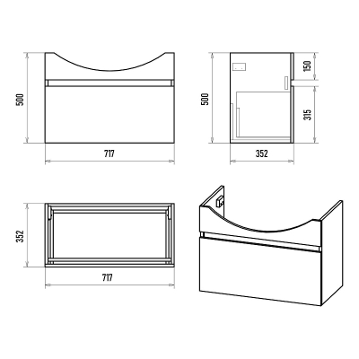 Тумба с раковиной Misty Монро 75 УТ000023886 подвесная Белая
