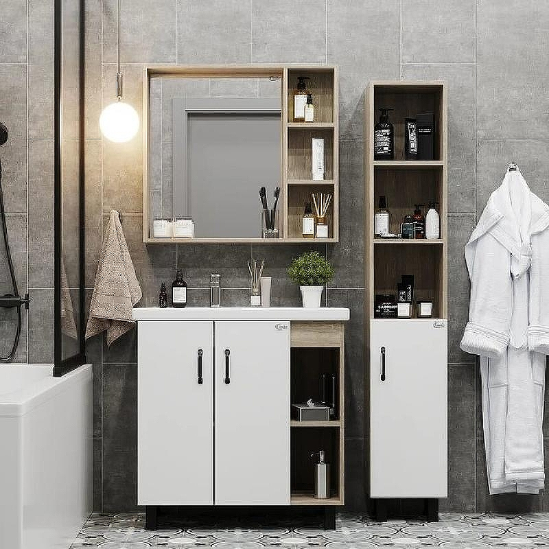 Тумба под раковину Onika Тимбер 80.10 108045 Белый матовый Дуб сонома, купить, цена, заказать, магазин, доставка, скидка, промокод, купить, цена, заказать, магазин, доставка, скидка, промокод