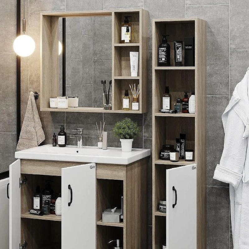 Тумба под раковину Onika Тимбер 80.10 108045 Белый матовый Дуб сонома, купить, цена, заказать, магазин, доставка, скидка, промокод, купить, цена, заказать, магазин, доставка, скидка, промокод