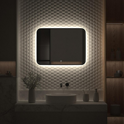 Зеркало Defesto Aura 80х60 DF 2967SH с подсветкой 25W-4500K/Сенсорный выключатель/Нейтральный белый свет/Черная рама