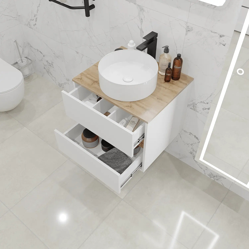 Тумба под раковину 1MarKa Veil 60 Ц0000035552 подвесная цвет Белая аляска Дуб вотан, купить, цена, заказать, магазин, доставка, скидка, промокод, купить, цена, заказать, магазин, доставка, скидка, промокод