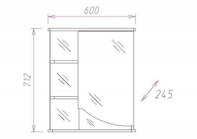 Зеркальный шкаф Onika Виола 60.01 R 206004 с подсветкой Белый