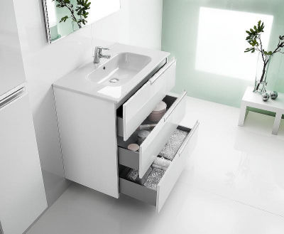 Тумба под раковину Roca Victoria Nord Ice Edition 60 ZRU9302834 подвесная 3 ящика Белый глянец