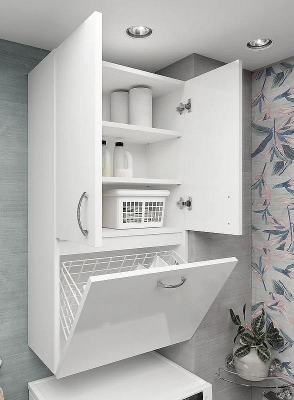 Подвесной шкаф DIWO Суздаль 60 СО-Су08060-01П1Я c бельевой корзиной Белый