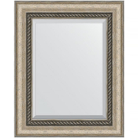 Зеркало Evoform Exclusive 53х43 BY 1354 с фацетом в багетной раме - Состаренное серебро с плетением 70, купить, цена, заказать, магазин, доставка, скидка, промокод, купить, цена, заказать, магазин, доставка, скидка, промокод