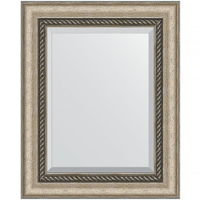 Зеркало Evoform Exclusive 53х43 BY 1354 с фацетом в багетной раме - Состаренное серебро с плетением 70