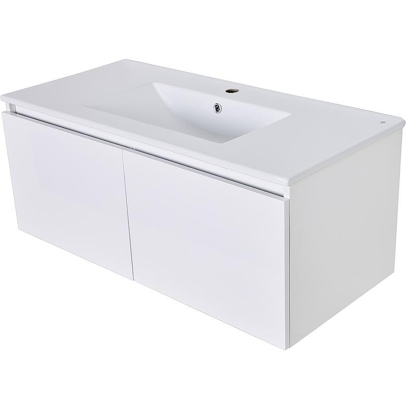 Тумба с раковиной Orange Квадро 100 KV-100TUW+Ra подвесная Белый глянец, купить, цена, заказать, магазин, доставка, скидка, промокод, купить, цена, заказать, магазин, доставка, скидка, промокод