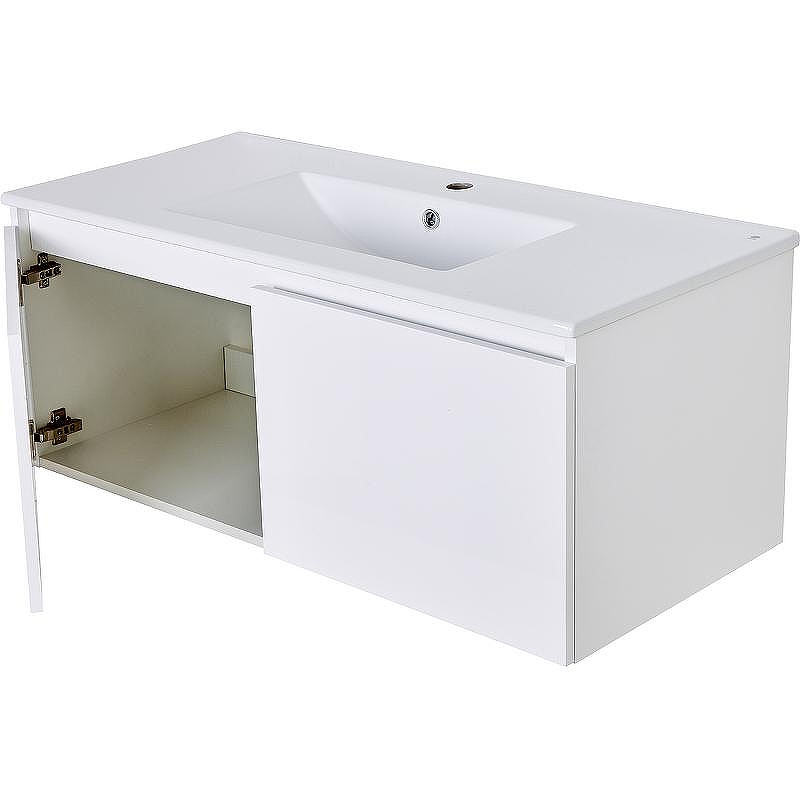 Тумба с раковиной Orange Квадро 100 KV-100TUW+Ra подвесная Белый глянец, купить, цена, заказать, магазин, доставка, скидка, промокод, купить, цена, заказать, магазин, доставка, скидка, промокод