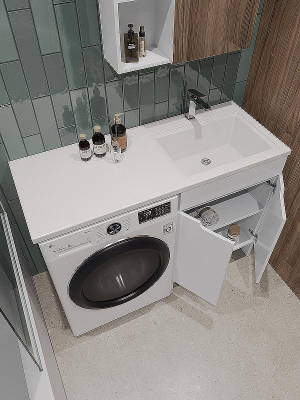 Тумба с раковиной Orange Kandy 120 R OPKD-120TUW+RAR Белый глянец